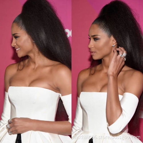Long Yaki Ponytail Hairpiece for Women with Comb Synthetic Pony Tail False Hair Extension Adjustable Strap Kinky Curly 22" >=60%